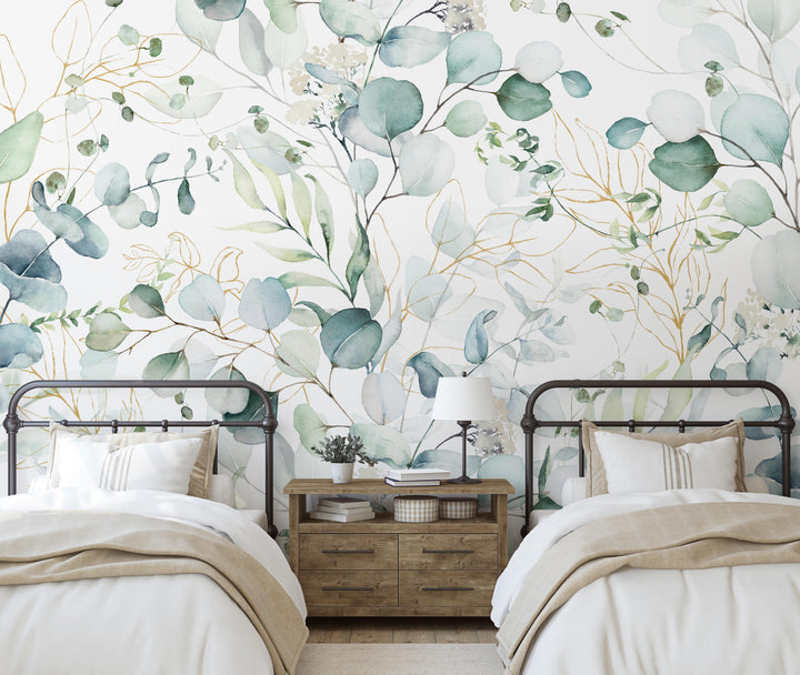 Parker Eucalyptus Watercolor Leaves Mural