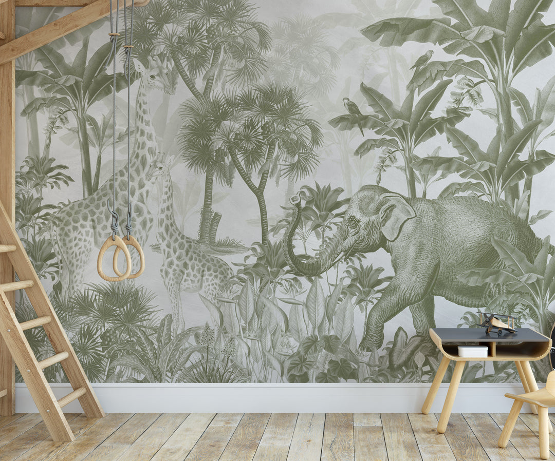 Antique African Jungle Mural