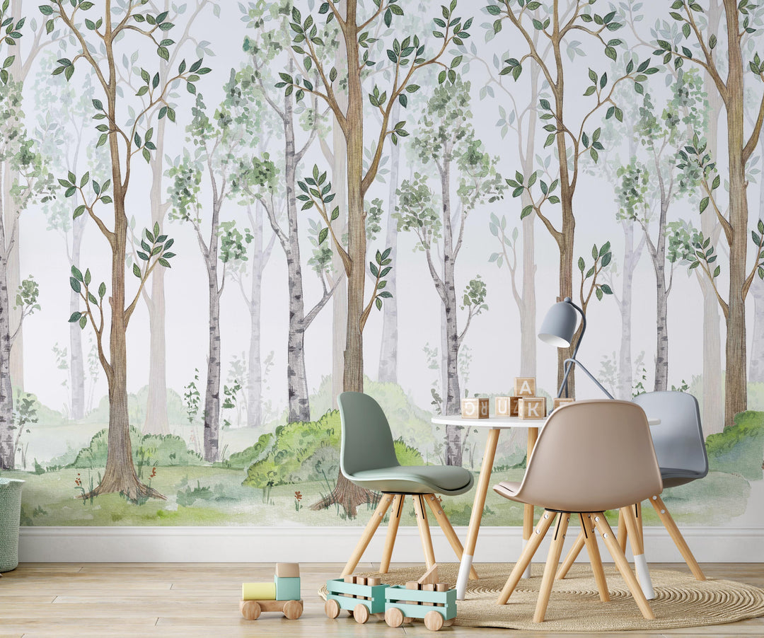 Woodland Forest Trees Mural