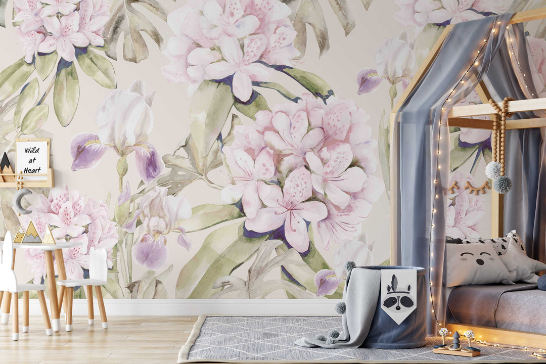 Orchid and Monstera Garden Mural