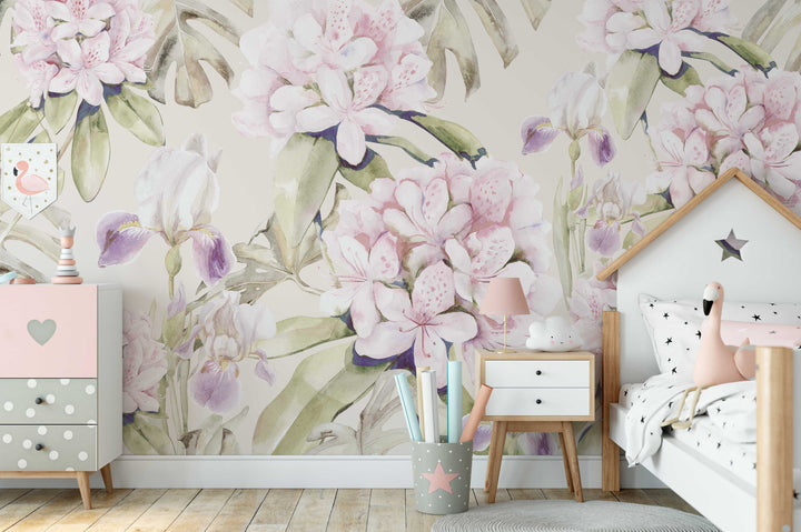 Orchid and Monstera Garden Mural