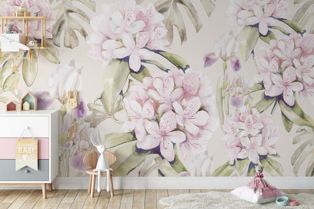 Orchid and Monstera Garden Mural