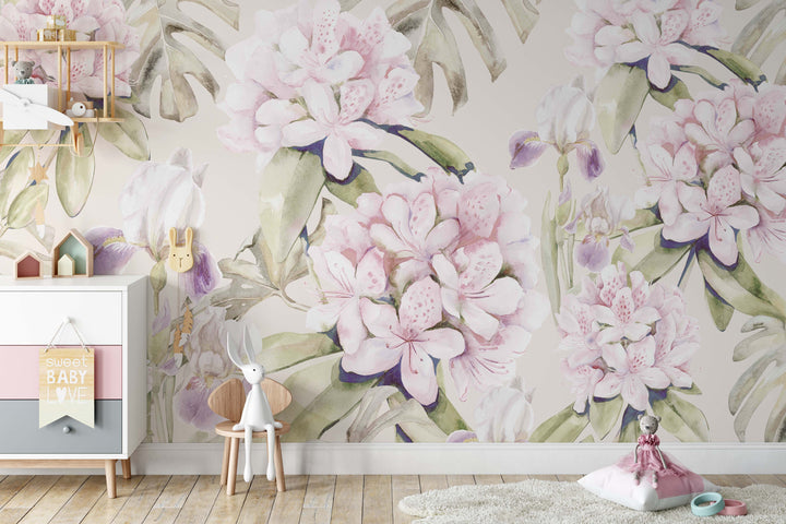 Orchid and Monstera Garden Mural