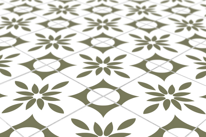 Olive and White Boho Tile Decal Vinyl Stickers Pack