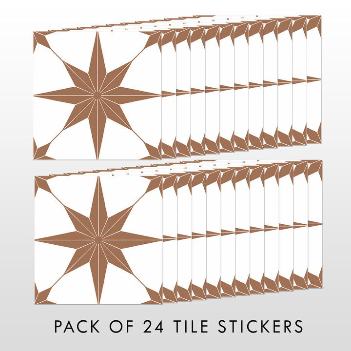 Terracotta Vintage Pattern Vinyl Star Tile Stickers Pack