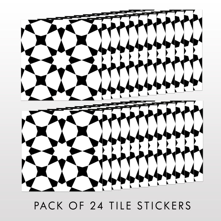 Black and White Pattern Tile Decal Vinyl Stickers Pack