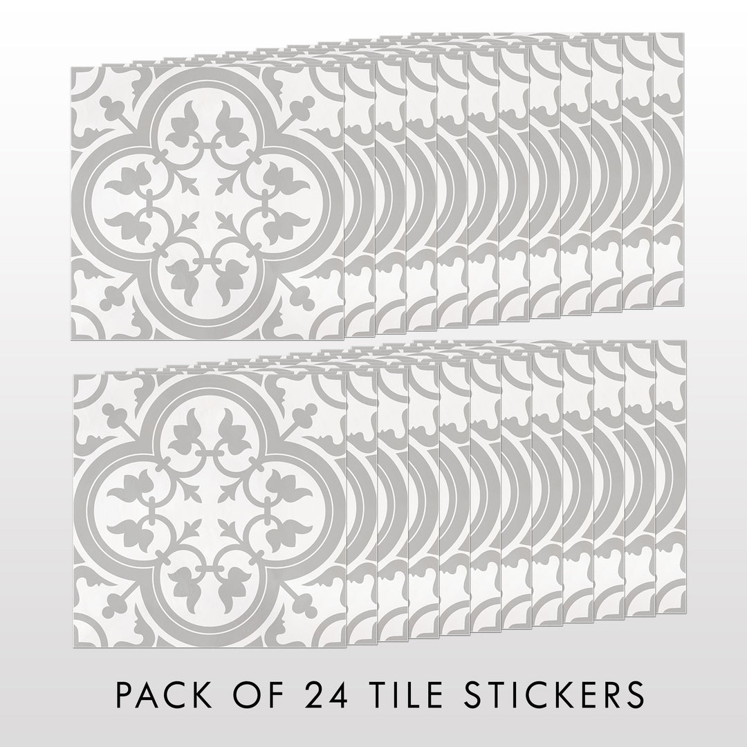 Light Gray Moroccan Tile Decal Vinyl Stickers Pack