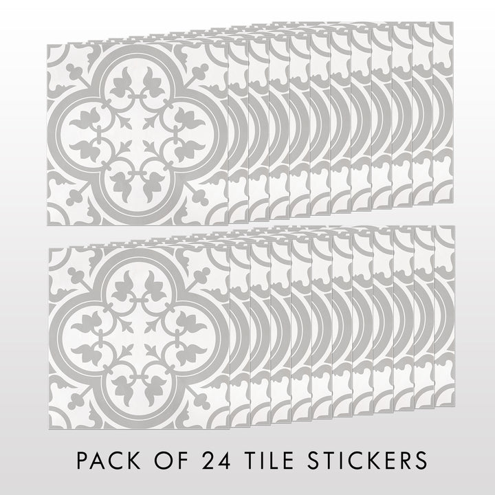 Light Gray Moroccan Tile Decal Vinyl Stickers Pack