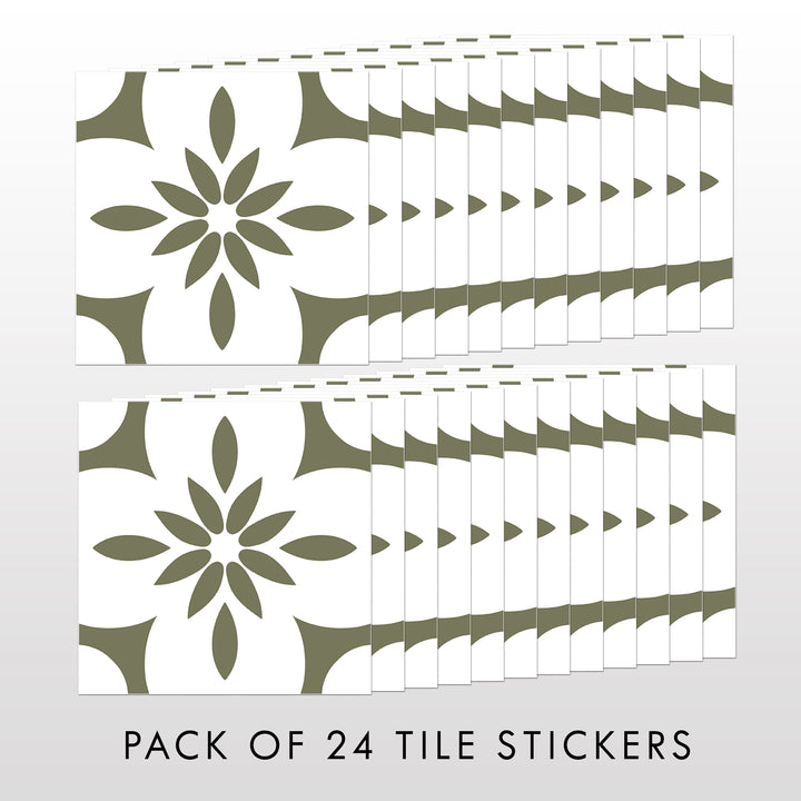 Olive and White Boho Tile Decal Vinyl Stickers Pack