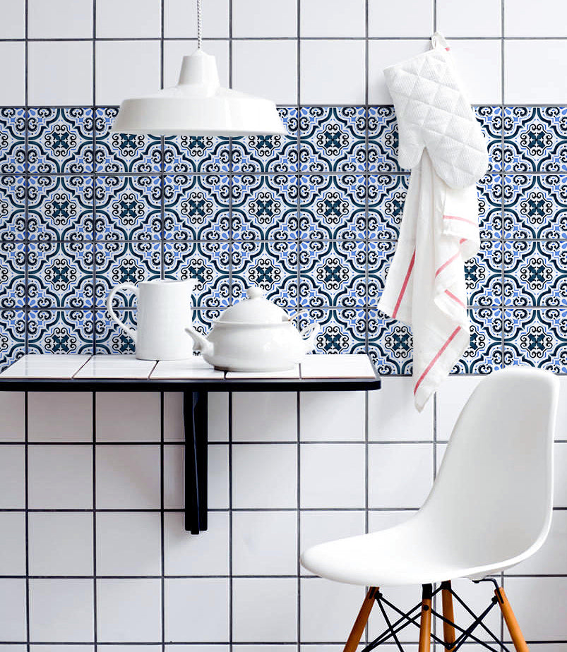 Blue Moroccan Tile Decal Vinyl Stickers Pack