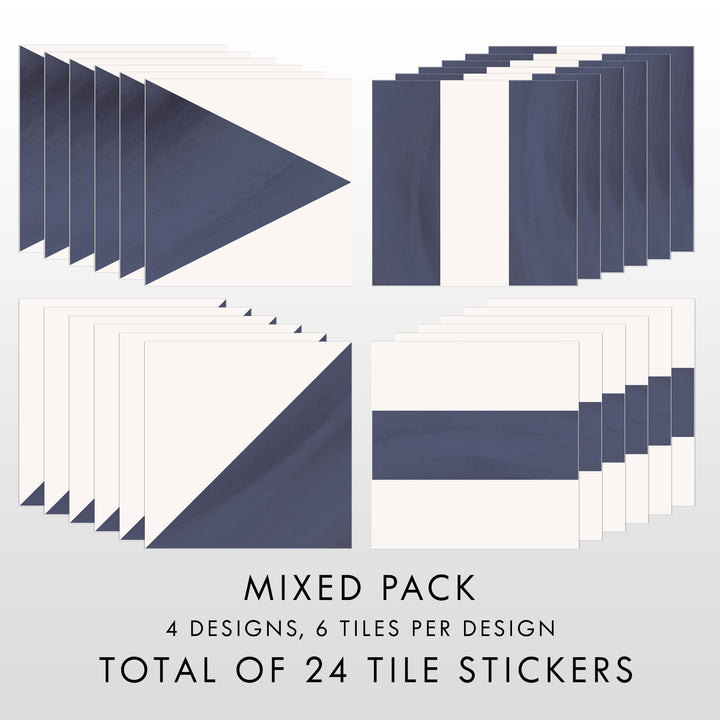 Blue Navy Geometric Pattern Tile Decal Vinyl Stickers Pack