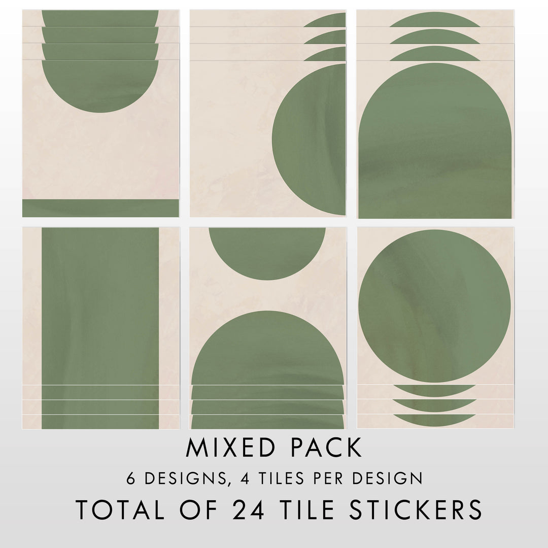 Boho Green  Tile Decal Vinyl Stickers Pack