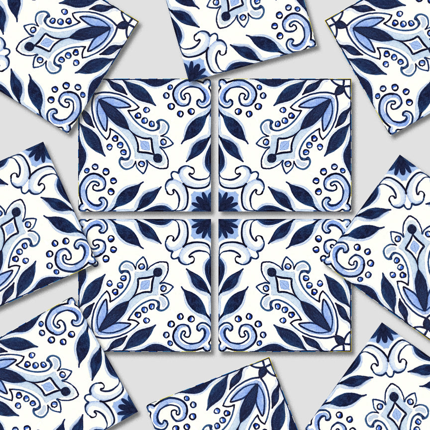 Paquete de pegatinas de vinilo con calcomanías para azulejos índigo