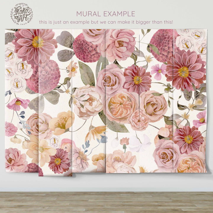 Mural primaveral rosa ruborizado