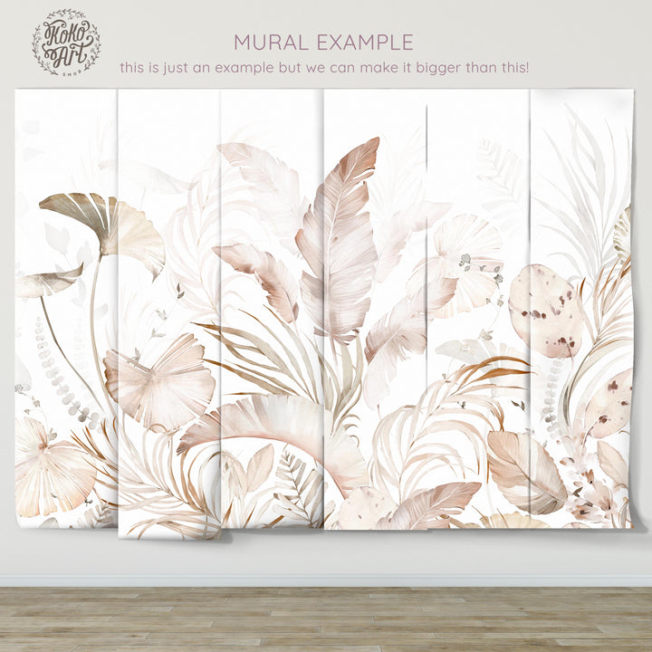 Tropical Neutral Minimalistic Mural