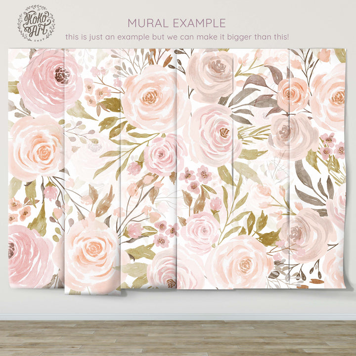 Soft Pastel Flowers Mural