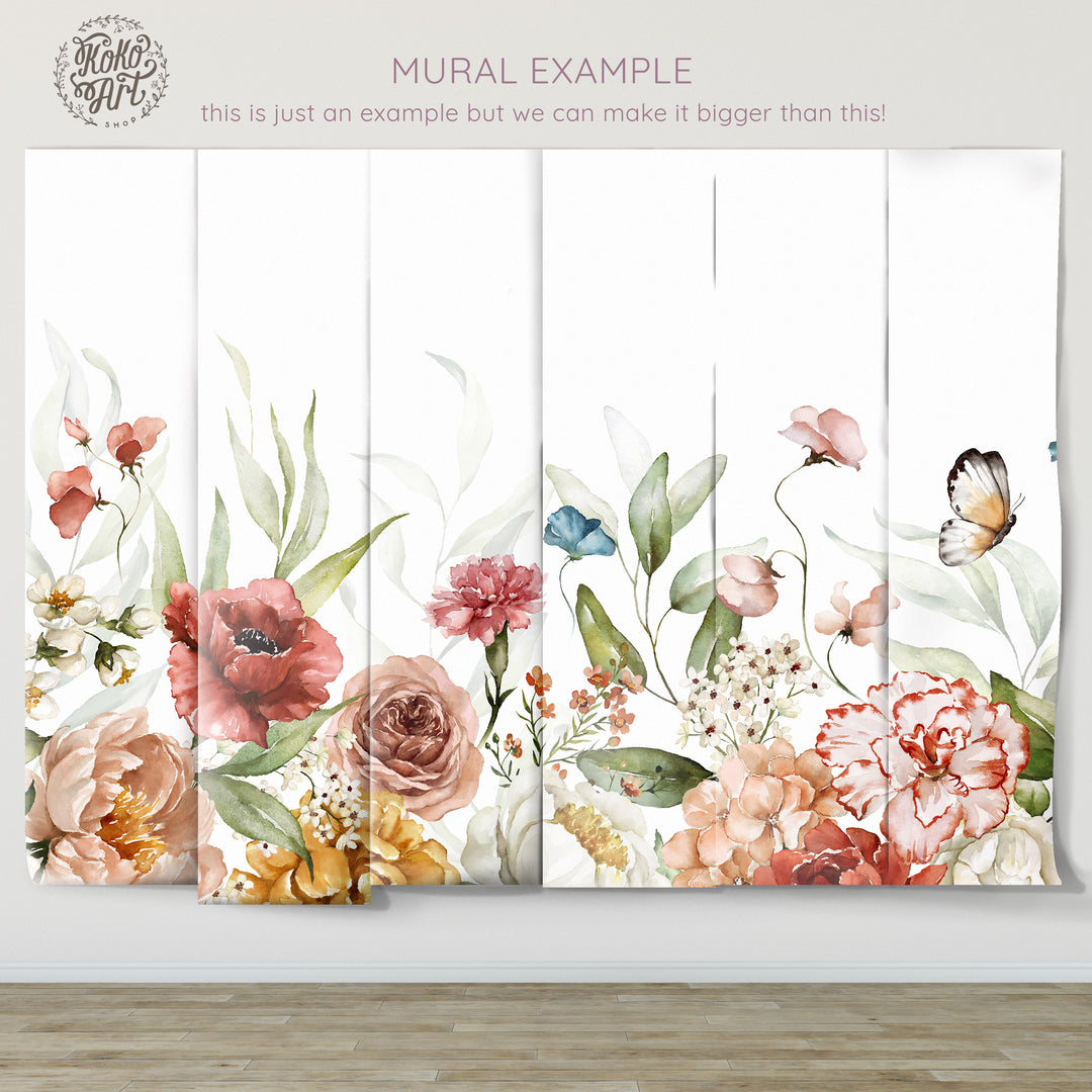 Mural de jardín romántico salvaje