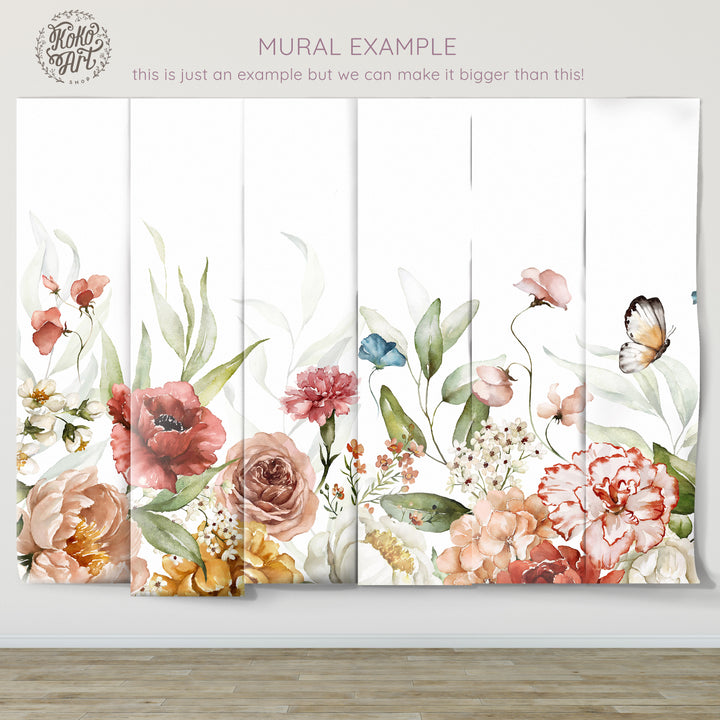 Mural de jardín romántico salvaje