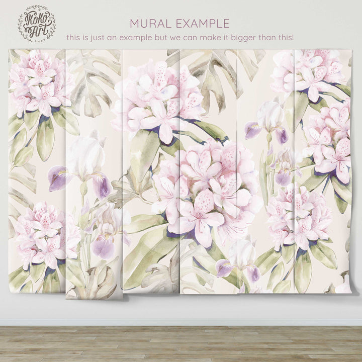 Orchid and Monstera Garden Mural