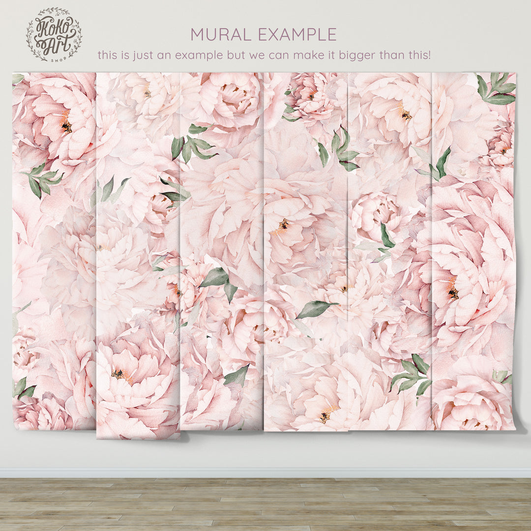 Mural preciosa peonía en rosa