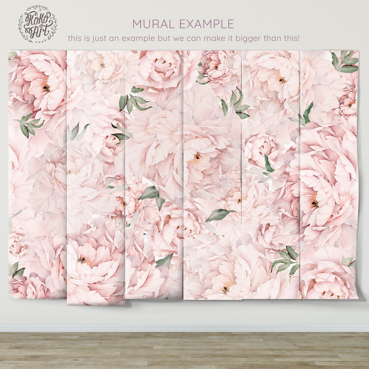 Mural preciosa peonía en rosa