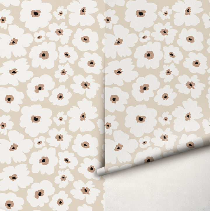 Neutral Boho Little Flower Wallpaper