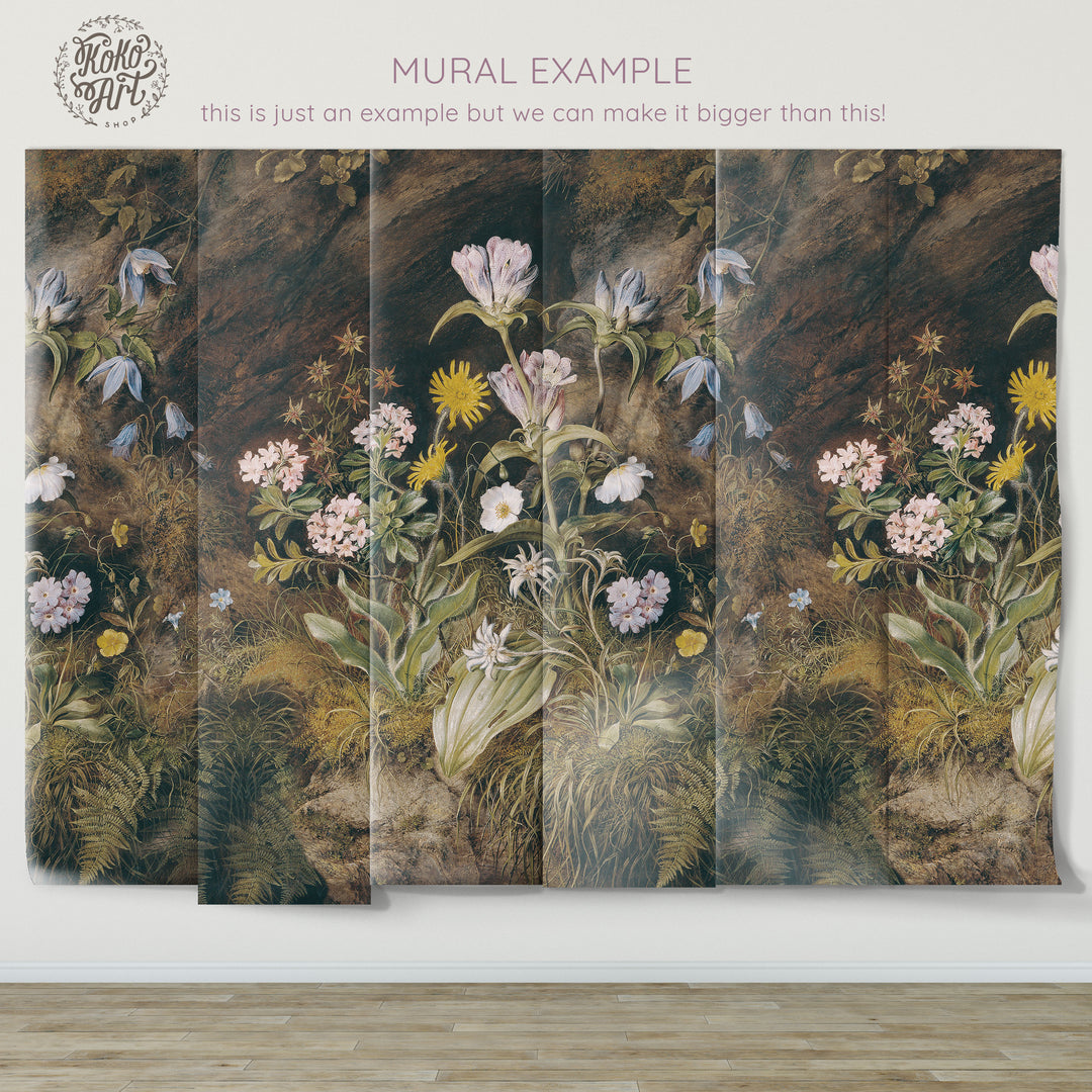 Dark Floral Vintage Mural