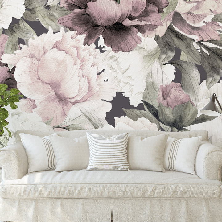 Peonies in Dusty Rose Wallpaper Mural