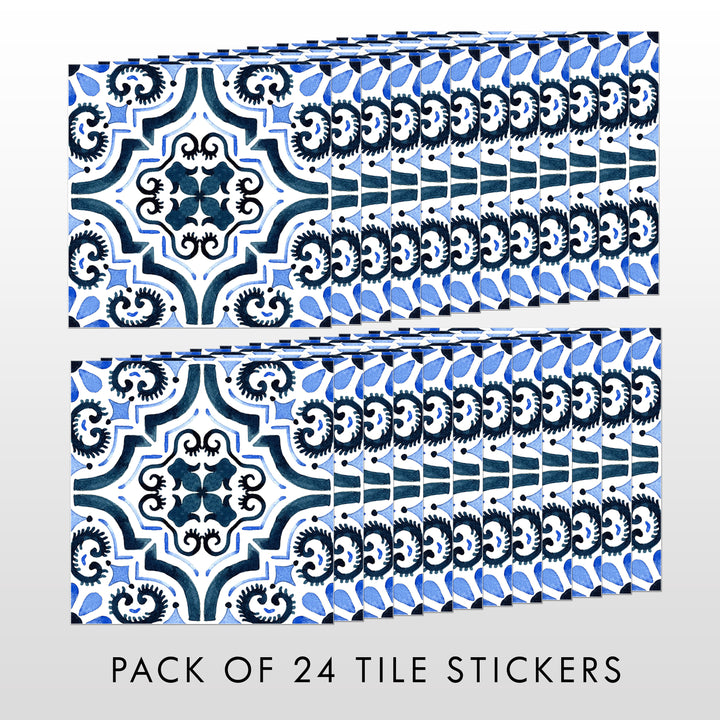 Blue Moroccan Tile Decal Vinyl Stickers Pack