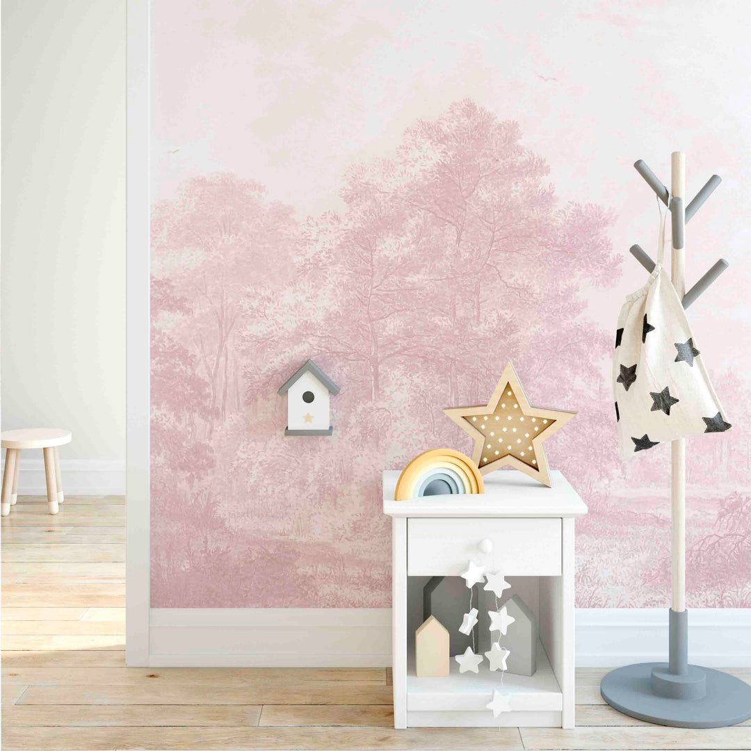 Pink Antique Forest Classic Landscape Mural