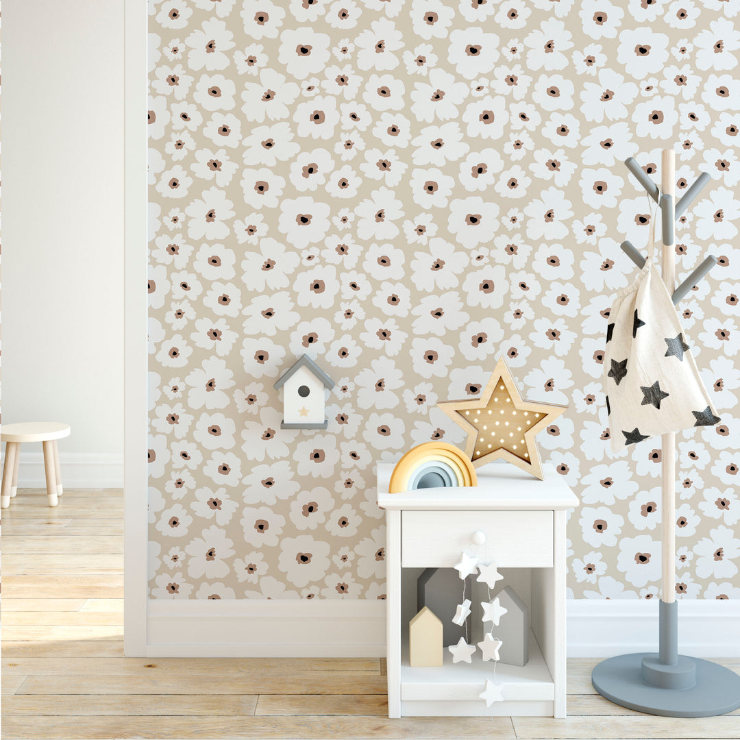 Neutral Boho Little Flower Wallpaper