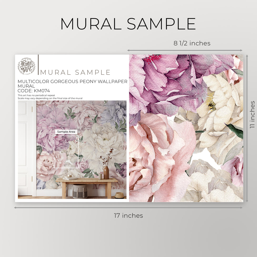 Multicolor Gorgeous Peony Wallpaper Mural