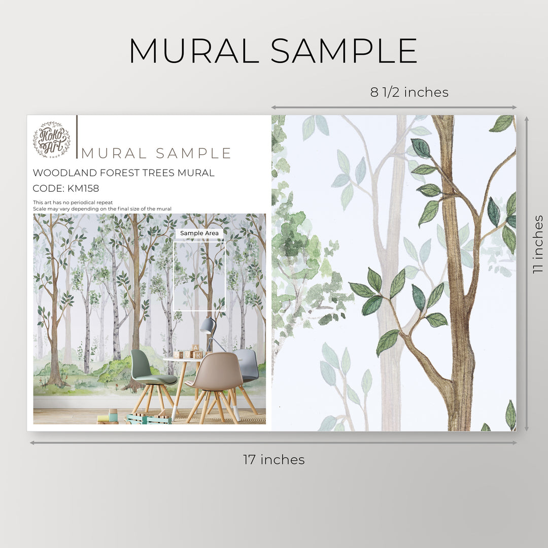 Woodland Forest Trees Mural