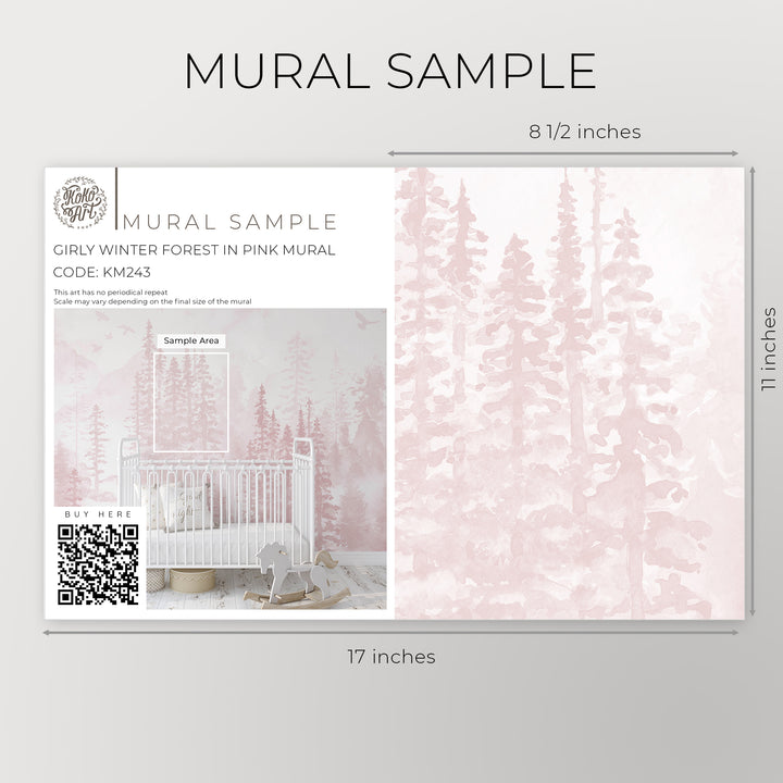 Girly Winter Forest in Pink Mural