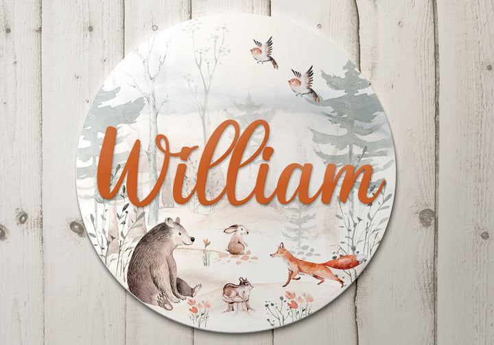 Sweet Dreamy Forest  Baby Custom Round Name Sign