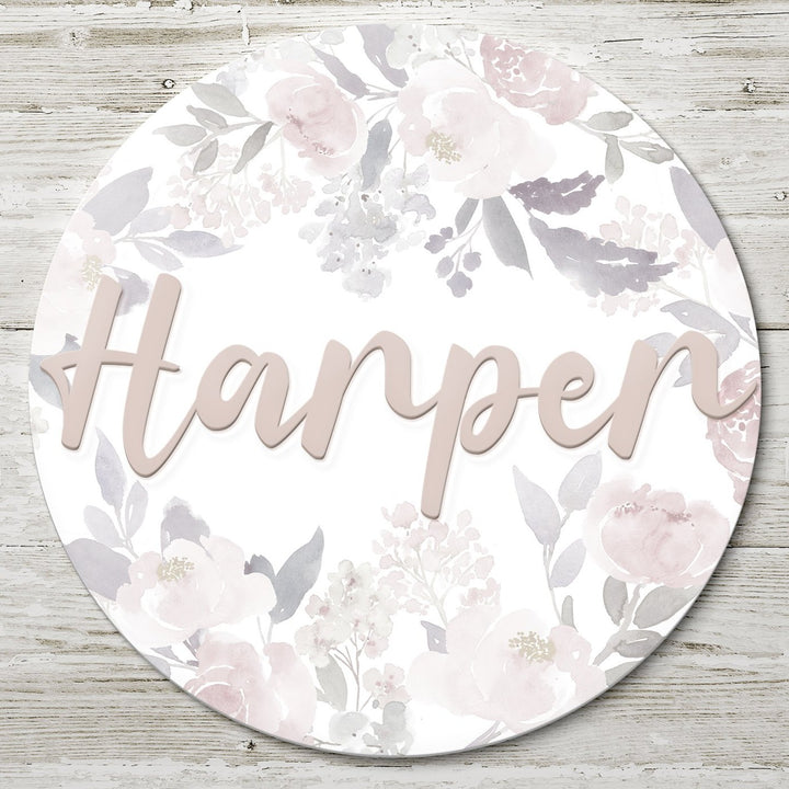 Ultralight Delicate Forest Floral Custom Round Name Sign