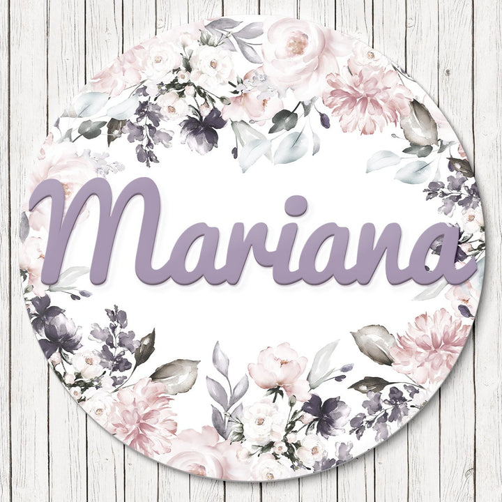 The Romantic Bouquet Custom Round Name Sign