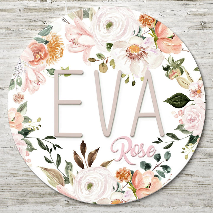 Spring in Blush Custom Round Name Sign