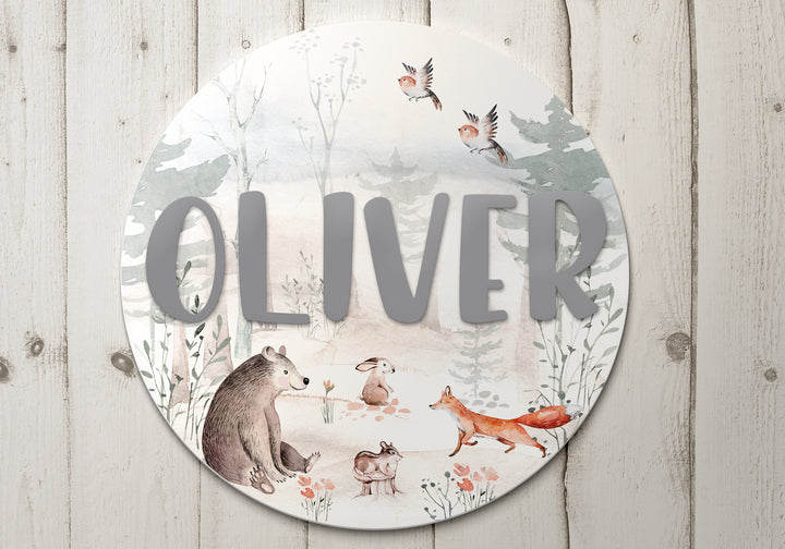 Sweet Dreamy Forest  Baby Custom Round Name Sign