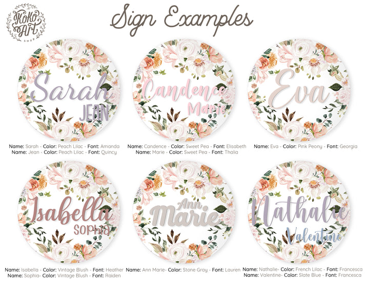 Spring in Blush Custom Round Name Sign