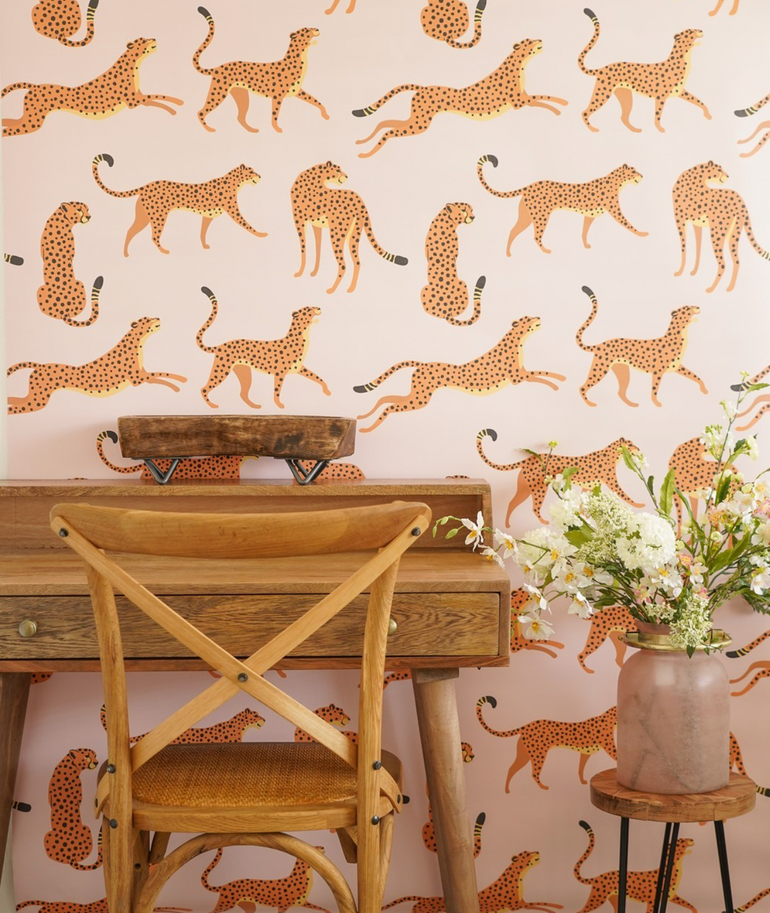 Pink Boho Cheetah Wallpaper