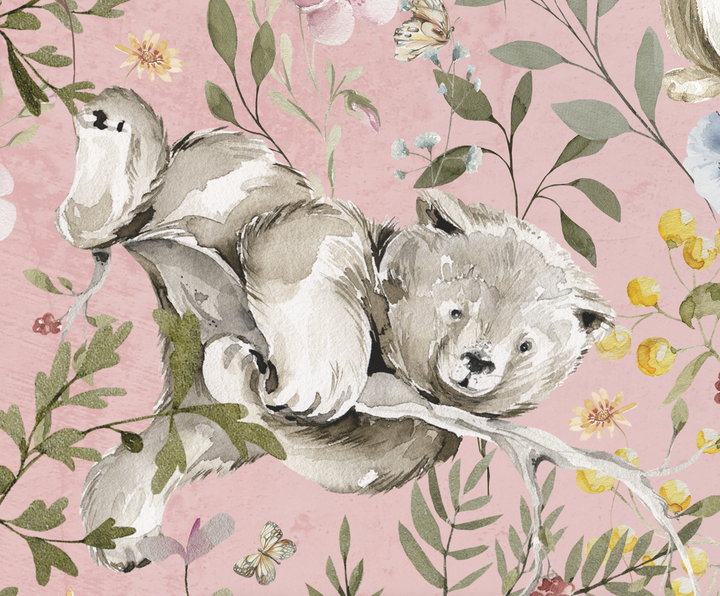 Sweet Pink Woodland Forest Mural