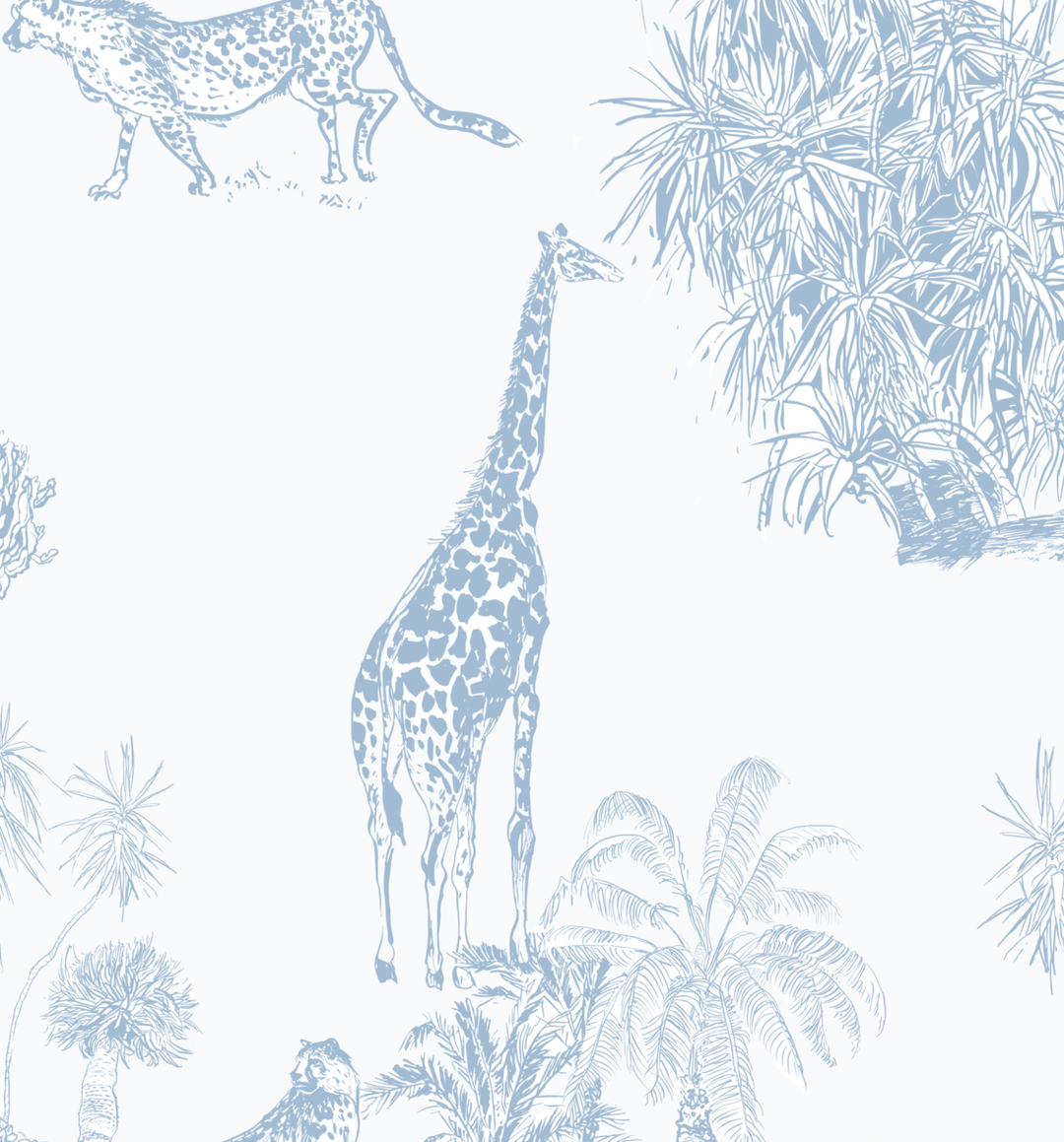 The Minimal Jungle in Blue Mural