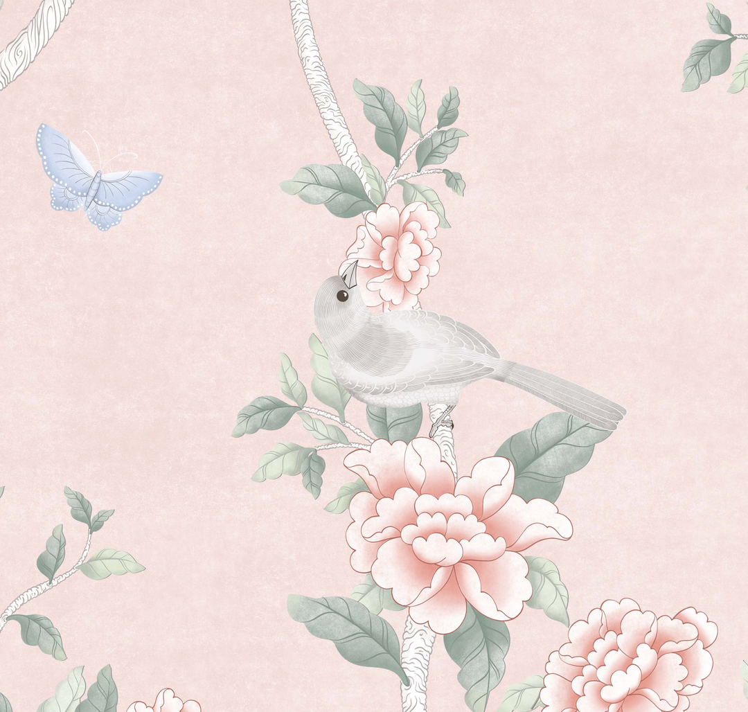 Le Tariche Chinoiserie Mural in Baby Pink - Studio Exclusive