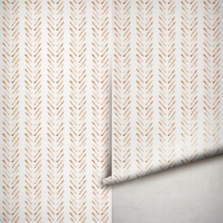 Boho Herringbone Terracotta Wallpaper