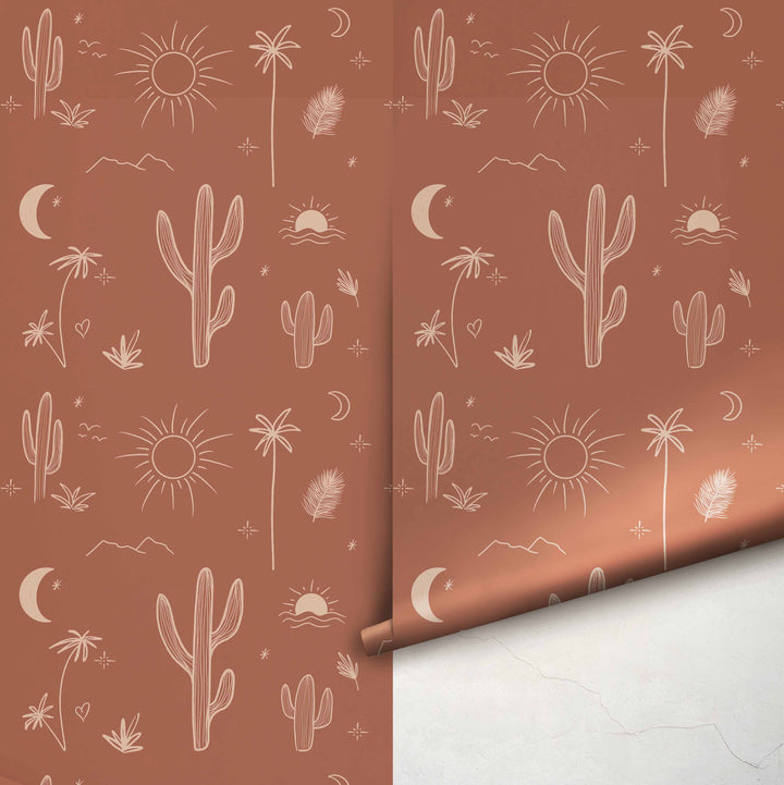 Arizona Wallpaper in Terracotta