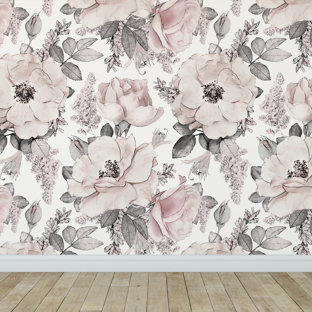 Mural de rosas silvestres