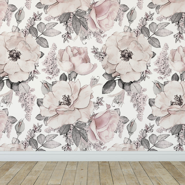 Mural de rosas silvestres