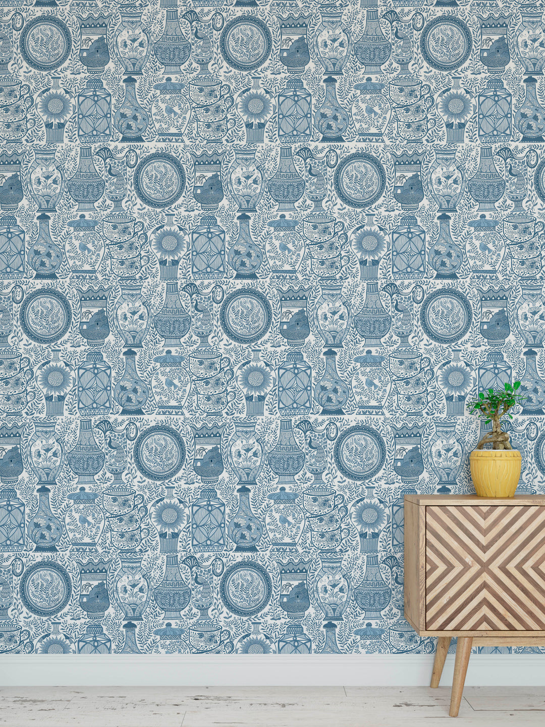 Chinoiserie with Vases Wallpaper