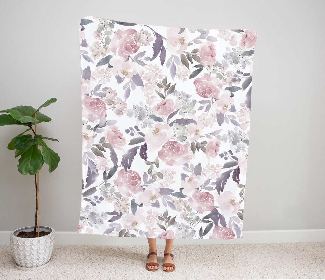 Delicate Forest Floral Minky Blanket